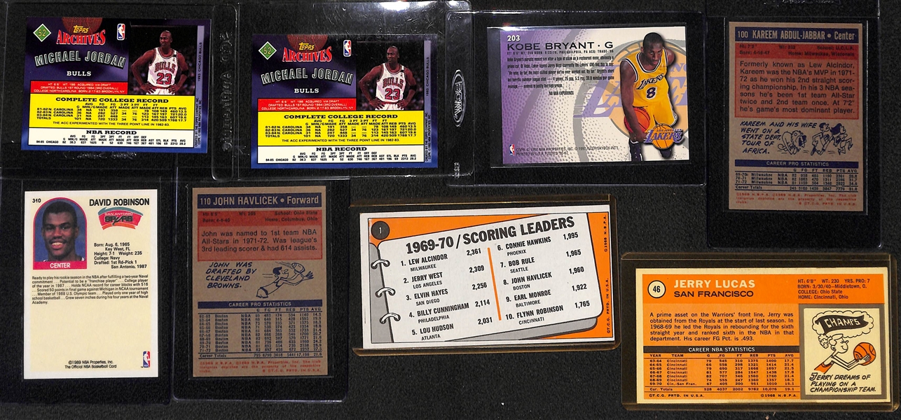 Lot of (8) Vintage and Modern Basketball Cards Inc. Michael Jordan, Kobe Bryant Rookie, Kareem Abdul-Jabbar
